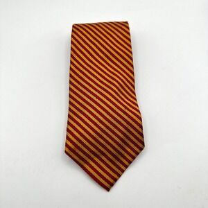Andrew Scott Pointed Necktie Red Yellow Striped Silk Classic Business Formal NWT